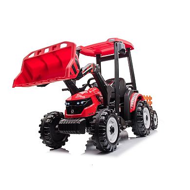 Whisen 24V Kids Electric Ride-On Tractors with Working Loader and Backhoe Digger