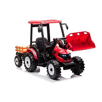 Whisen 24V Kids Electric Ride-On Tractors with Working Loader and Backhoe Digger