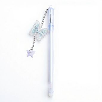 10 pc Butterfly Charm Gel Pen Set with Glitter Pendant and Chain Detail