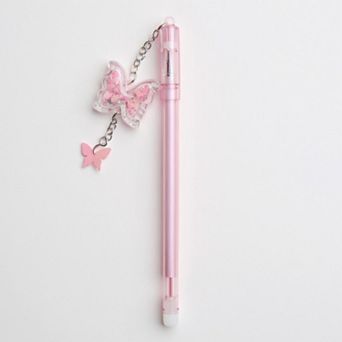 10 pc Butterfly Charm Gel Pen Set with Glitter Pendant and Chain Detail