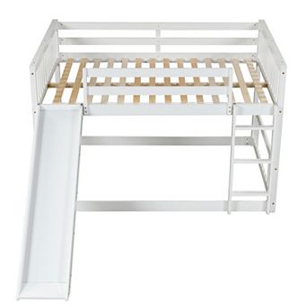 Whisen Full over Full Wooden Bunk Bed with Slide and Ladder