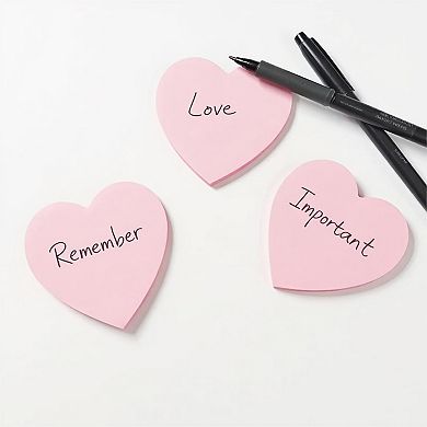 3-Piece Heart Shaped Sticky Note Pad Set for Desk and Office Use