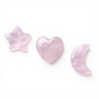 Rose Quartz Car Vent Clip Set with Heart, Star, and Moon Shapes