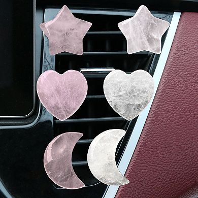 3-Piece Pink Crystal Car Vent Clip Decorative Set with Star Heart and Moon Shapes