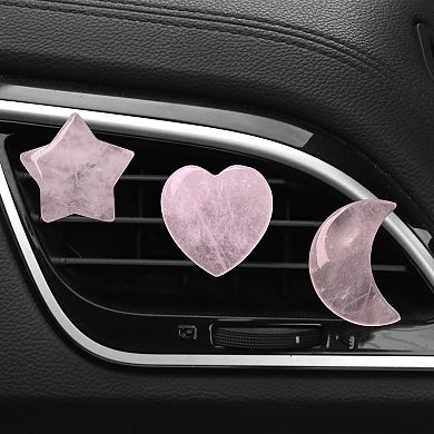 3-Piece Pink Crystal Car Vent Clip Decorative Set with Star Heart and Moon Shapes