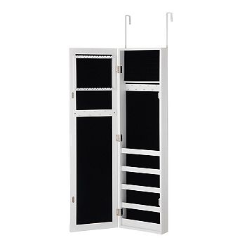 Wall or Door Mounted Jewelry Armoire Cabinet with Full-Length Mirror