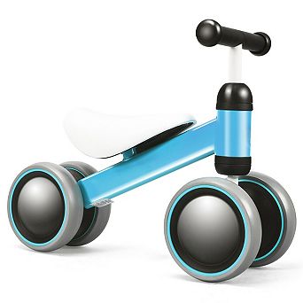 Blue Baby Balance Bike for 2-Year-Olds with 4 Wheels