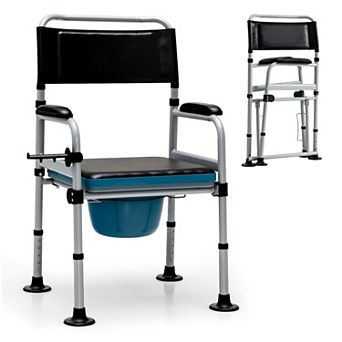 Folding Adjustable Aluminum Wheel Walking Frame-Navy