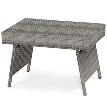 Folding Patio PE Rattan Side Coffee Table for Garden or Balcony