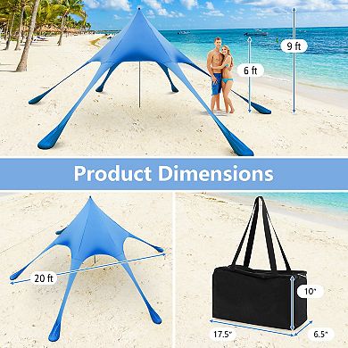 20x20FT Blue Beach Canopy Tent with UPF50+ Sun Protection