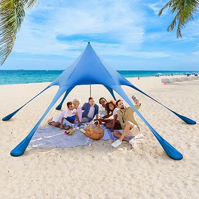 20x20FT Blue Beach Canopy Tent with UPF50+ Sun Protection