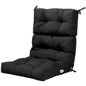 22" x 44" Tufted Outdoor Patio Chair Cushion - Black