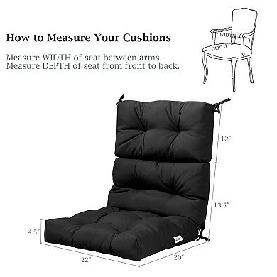 22" x 44" Tufted Outdoor Patio Chair Cushion - Black