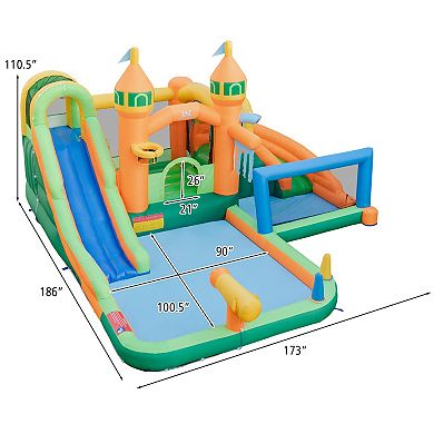 Kids Inflatable Water Slide Bounce House With Double Slides For Backyard