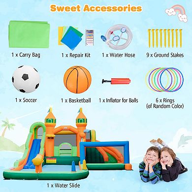 Kids Inflatable Water Slide Bounce House With Double Slides For Backyard