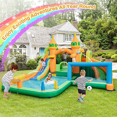 Kids Inflatable Water Slide Bounce House With Double Slides For Backyard