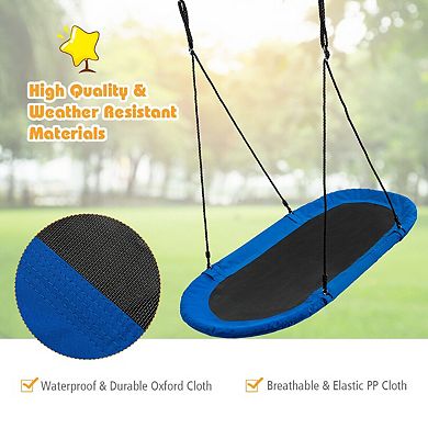 60 Inch Saucer Tree Swing with Adjustable Ropes for Backyard Outdoor Play