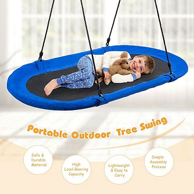 60 Inch Saucer Tree Swing with Adjustable Ropes for Backyard Outdoor Play