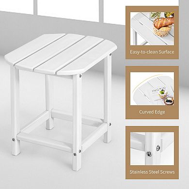 18-Inch Weather-Resistant Patio Side Table - White