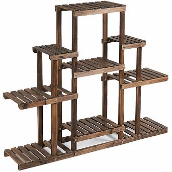 6 tier Wooden Flower Stand Plant Display Rack with Storage Shelf