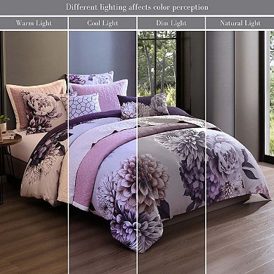 Bebejan Plum Petal 100 % Cotton Sateen 8 Piece Reversible Comforter & Coverlet Set