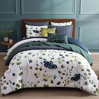 Bebejan Abstract Vines 100 % Cotton Sateen 8 pc Reversible Comforter & Coverlet Set