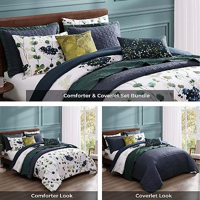 Bebejan Abstract Vines 100 % Cotton Sateen 8 Piece Reversible Comforter & Coverlet Set