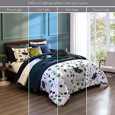 Bebejan Abstract Vines 100 % Cotton Sateen 8 Piece Reversible Comforter & Coverlet Set