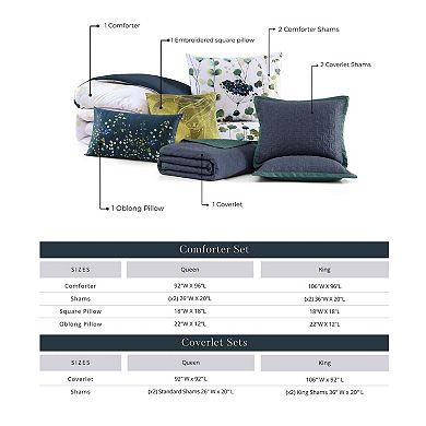 Bebejan Abstract Vines 100 % Cotton Sateen 8 Piece Reversible Comforter & Coverlet Set
