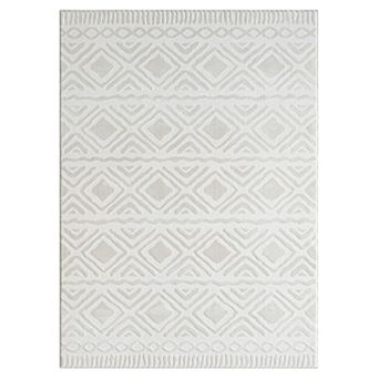 Luxe Weavers Diamond Floral Cream Indoor Area Rug
