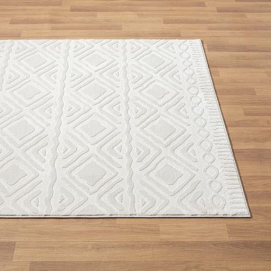 Luxe Weavers Diamond Floral Cream Indoor Area Rug