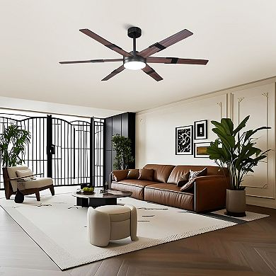 60" Modern Black Dimmable Reversible Smart LED Ceiling Fan with APP Control and Remote