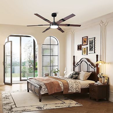 60" Modern Black Dimmable Reversible Smart LED Ceiling Fan with APP Control and Remote