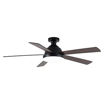 52" Rustic Plywood Reversible Flush Mount Smart Dimmable Ceiling Fan with Light and APP Control