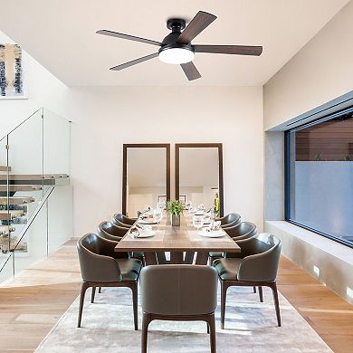 52" Rustic Plywood Reversible Flush Mount Smart Dimmable Ceiling Fan with Light and APP Control