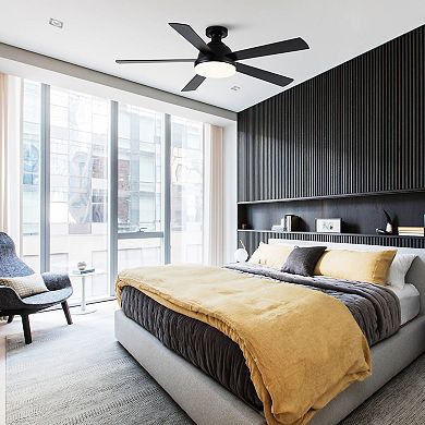 52" Rustic Plywood Reversible Flush Mount Smart Dimmable Ceiling Fan with Light and APP Control