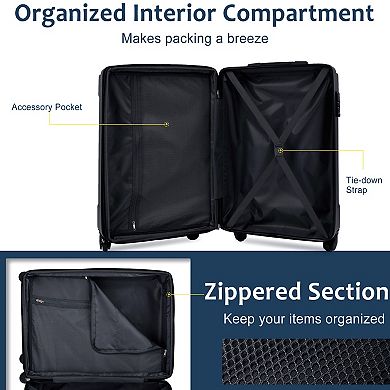 3 Piece 20 Inch Carry On Luggage Set for Weedend Getaways, Business Travel
