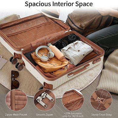 4 Piece Luggage Set Suitcase Set with 4 Packing Cubes for Men Women