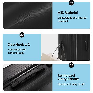 3 Piece Luggage Set, Durable ABS Suitcases, Carry on & Checked Travel Luggage