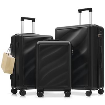 3 pc Luggage Set, Durable ABS Suitcases, Carry on & Checked Travel Luggage