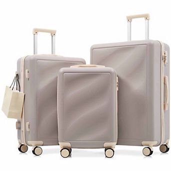 3 pc Luggage Set, Durable ABS Suitcases, Carry on & Checked Travel Luggage