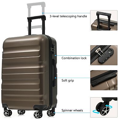 24 Inch Luggage Set Checked Suitcase with 2 Packing Cubes for Men & Women