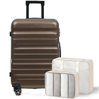 24 Inch Luggage Set Checked Suitcase with 2 Packing Cubes for Men & Women