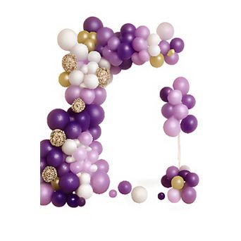 Purple Arch Kit Light Pastel Balloons With Gold & White 150 pc For Wedding, Shower or Party