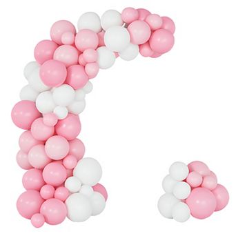 Pink Bow Balloon Arch White & Light Pink Balloons 91 pc For Princess Party Or Bridal Celebration