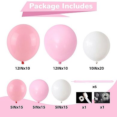 Pink Bow Balloon Arch White & Light Pink Balloons 91pcs For Princess Party Or Bridal Celebration