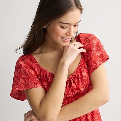 Juniors' Rewind Flutter Sleeve Skater Dress