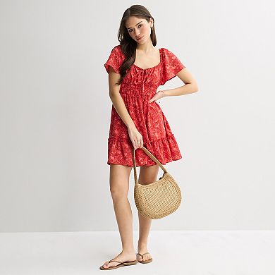 Juniors' Rewind Flutter Sleeve Skater Dress