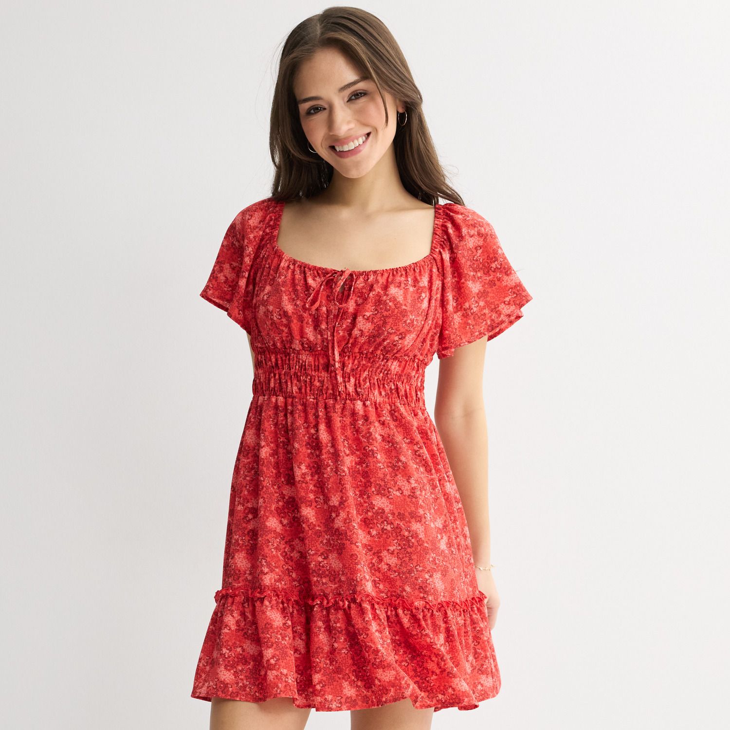 Женские платья Rewind Juniors' Rewind Flutter Sleeve Skater Dress