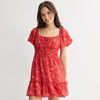 Juniors' Rewind Flutter Sleeve Skater Dress